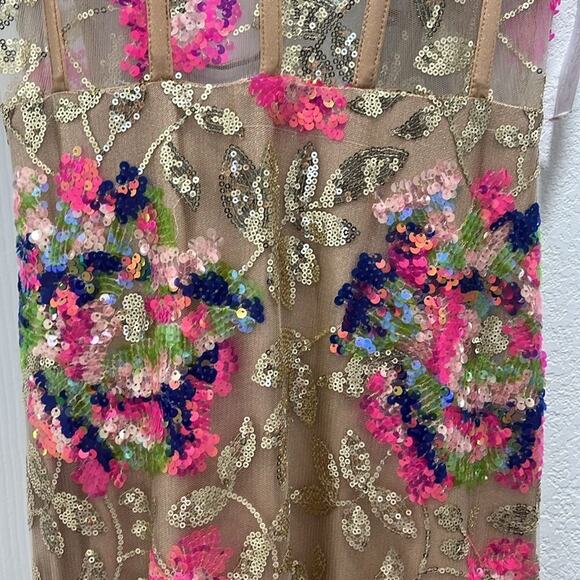 Dear Moon Dresses Dear Moon Floral Sequin Corset Lace-Up Back Long Dress Sz 1 - Picture 7 of 8